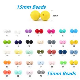 Joepada 100Pcs/lot 15MM Round Shape Silicone Teething Beads Baby Teether For DIY Nursing Necklace Food Grade Chew Beads Toy