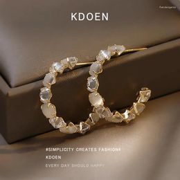 Hoop Earrings Luxury Opals Zircon Copper Alloy Korean Fashion Jewellery Wedding Party Premium Accessories For Woman Girls