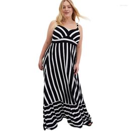 Casual Dresses Export Plus Size 75.10kg 0.00kg Fashion Suspender Skirt Black And White Striped Dress Spring Summer Women's Clothing