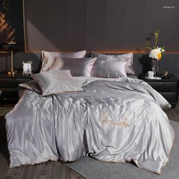 Bedding Sets Comforter Bed Sheets Luxury Microfiber Duvet Cover Set Satin Silk Bedsheet 4pcs Flat Sheet Pillowcases High Quality