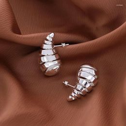 Stud Earrings Real 925 Sterling Silver Thread Hollowed Water Droplets For Fashion Women Fine Jewellery Minimalist Accessories