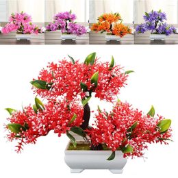 Decorative Flowers High Quality Artificial Bonsai Potted Plants Flower And Office Fuchsia Full Pot Height High-Quality In Fake