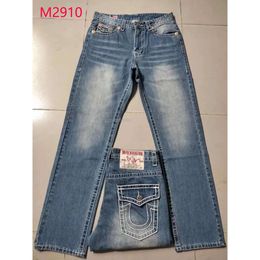 Mans Designer Denim Jeans True Religions For Women Mens Pants Black Skinny Stickers Light Wash Ripped Motorcycle Rock Revival Joggers True Religions Purple Jeans 29