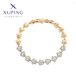 Link Bracelets Xuping Jewelry Arrival Fashion High Quality Flower Shape Gold Color For Women Girl Christmas Party Gift X000713054