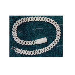 15Mm Sterling Sier Handmade VVS Moissanite Diamond Studded Iced Out Cuban Link Chain For Men Women Hip Hop Jewellery Necklace