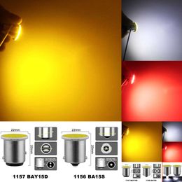 2024 2024 1 PCS Car LED Bulb COB P21w 1156 Ba15s Turn Signal Light P21/5W Bay15 D1157 Reverse Parking Brake Stop Lamps 12V 7000K White