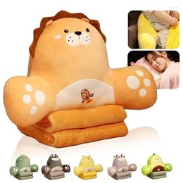 Pillow Cute Cartoon Plush Multifunction 2 In 1 Lumbar Support Baby Kid Blanket Stuffed Anime Figure Toy Gift