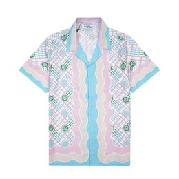 Summer men's T-shirt Designer print button up Cardigan Casual Loose version Polo Short sleeve Hawaiian lapel Top Fashion Men's Swim Shirt Series Beach shirt Size M-3XL #28