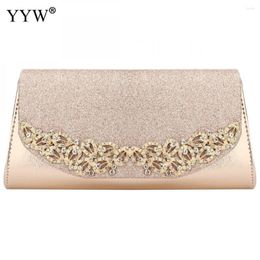 Evening Bags Female Gold Silver Wedding Champagne Clutch Femme With Luxury Florl Rhinestone Sac Main