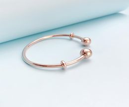 Womens Rose Gold Open Bangle Bracelet Real Sterling Silver Wedding designer Jewellery with Original retail Box For Charms Bracelets Set7930299