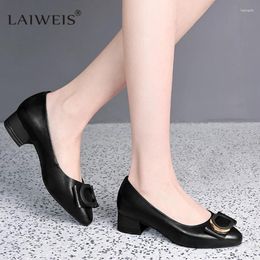 Dress Shoes Designer Luxury Women Formal 2024 Genuine Leather Shallow Mouth Black Ladies Brand