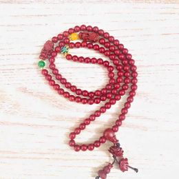 Strand Multi-Circle Double Pixiu Lotus Elephant Fu Lu Accessories Cinnabar Round Beads 108 Bead Necklace