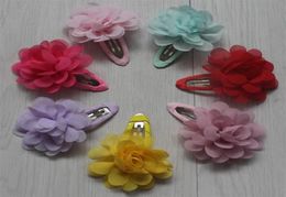 30pcs 5cm handmade chiffon fabric hair clip flower for girls hair accessories baby hair clip flowers chiffon flower for girls274S6872202