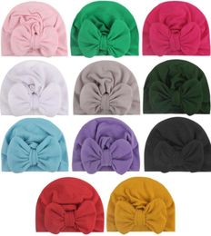 Unisex Cute Baby Soft Silky Hedging Caps with Big Bows Autumn Winter Warm Kid Cap Newborn Hat Mixed Colors7661654