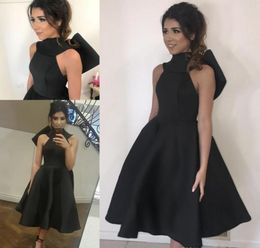 2019 Little Black Cocktail Dress Tea Length Semi Club Wear Homecoming Graduation Party Gown Plus Size Custom Made9348095