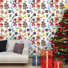 Window Stickers Christmas Snowman Self Adhesive Wallpaper Xmas Gift Box Peel And Stick Wall Removable Contact Paper For Living Room