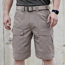 Men's Shorts Elastic Waist Man Summer Waterproof Tactical Cargo Men Trousers Multi-Pocket Overalls Outdoor Beach Clothin