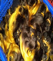 Whole 15pcslot Ombre Color Malaysian Peruvian Brazilian Hair Extensions 30g each bundle Fast deals6865912