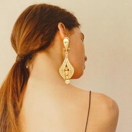 Dangle Earrings Gold Color Statement Drop Earring For Women Copper Trendy Ear Ring Accessories Wedding Gift