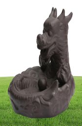 FBIL Dragon Cone Incense Burner Purple sand Backflow Dragon Smoke Holder quotDragon Pondquot coffee 105 x 11 x 10cm1429874