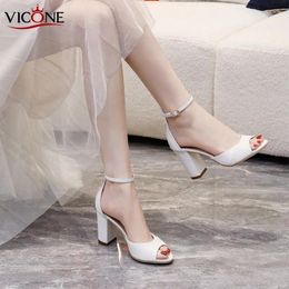 Dress Shoes VIOCNE Wedding Woman Heels And Sandals White High-heeled With Pointed Toes Cross-buckle Luxery Women