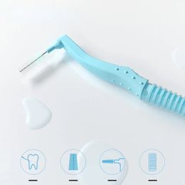 2024 20Pcs/box L Shape Push-Pull Interdental Brush Orthodontic Toothpick Teeth Whitening Tooth Pick ToothBrush Oral Hygiene Care for