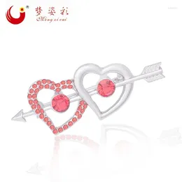 Brooches MZC 3 Colors Double Heart For Women Lapel Collar Pin Wedding White Love Suit Broche Brosh Boutonniere Bijoux