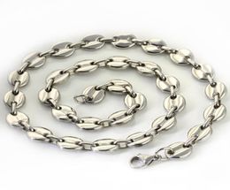 ship 1803903932039039 choose the lenght stainless steel silver coffee beans necklace chain 9mm wide shiny for Wo4247207