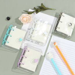 Transparent 3 Ring Mini Loose-leaf Notebook Student Portable Hand Book Ring Binder Kawaii School Supplies Stationery