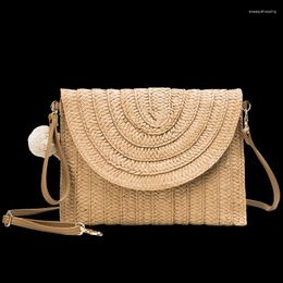 Bag Casual Tassel Straw Clutch Bags For Women Wikcer Woven Shoulder Crossbody Lady Small Totes Rattan Summer Beach Purses 2024