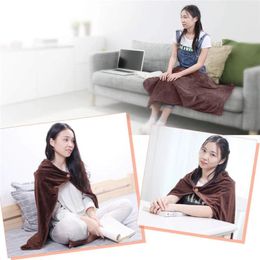 Blankets Fleece Electric Heated Blanket Wearable Portable USB Powered Heating Cushion Pad Winter Warm For Car Office Home