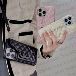 Luxury Phone Case Designer iPhone Case For iPhone 15 Pro Max Case iPhone 14 Pro 13 12 11 Case Card Holder Fashion Leather Quilted Crossbody Handbag Case Shoulder Strap