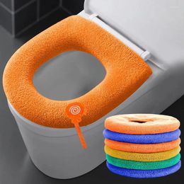 Toilet Seat Covers Winter Warm Cover Solid Colour Closestool Mat Soft Thicken Toilets Pad Cushion With Handle Bathroom Accessories