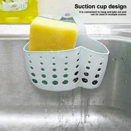 Kitchen Storage Portable Sink Drain Basket Hangable Soap Sponge Durable TPR Shelf For Bathroom Countertops