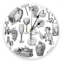 Wall Clocks Wine Bottle Grape Fruit Clock Bedroom Silent Digital Living Room Decor Modern Design