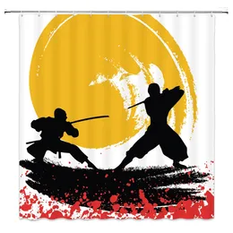 Shower Curtains 3D Waterproof Polyester Fabric Curtain Japanese Painting Samurai Printing Bathroom Decoration