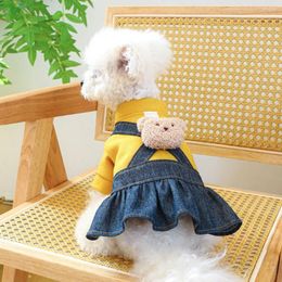 Dog Apparel Cute Bear Suspender Skirt Pet Clothing Dresses Puppy Clothes Autumn And Winter