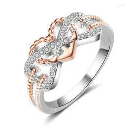 With Side Stones Stylish Love Simple Heart-shaped Pattern Wrapped Zircon Ring