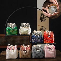 Storage Bags Portable Travel Teaware Bag Simple One Pot Two Cups Drawstring Mini Tea Pet Ornament Jewellery Collection Pouch