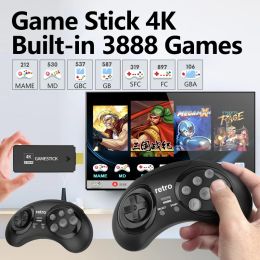 Gamepads Retro Game Stick 4K Family Video Game Console With 2.4G Wireless Controller Gamepad Builtin Games For Children