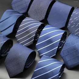 Bow Ties LYL 8CM Blue Stripes Business Men's Luxury Bolus Print Gift Elegant Man Fashion Tie Gentleman Necktie For Wedding Guest