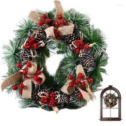 Decorative Flowers Christmas Wreath Door Pine Cones Decor Non Fading Outdoor Winter Artificial With Realistic