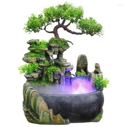 Garden Decorations ABSF Creative Indoor Simulation Resin Rockery Waterfall Statue Feng Shui Water Fountain Home Crafts-US Plug