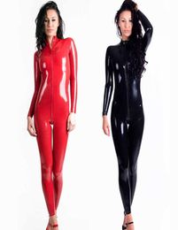 Sexy Lingerie Wetlook PVC Latex Bodysuit for Women Double Zipper Open Crotch Nightclub Dance Wear2924659