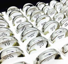 100pcslot silver Ring couple Men Women unisex Silver 6MM Stainless Steel Jewelry wedding engagement party whole lots bulk bra2747619