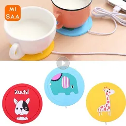 Table Mats Cartoon Silicone USB Charging And Heating Cup Coffee Tea Beverage Heater Tray Temperature-sensitive Portable