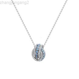 2024 Designer Swarovskis Jewelry Shi Jia 1 1 Original Template Interlocking Blue Diamond Transport Bead Necklace for Women with Element Crystal Collarbone Chain