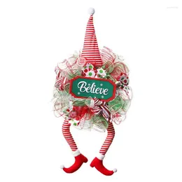 Decorative Flowers Christmas Door Wreath 32in Large Wreaths With Long Legs Ornament Pendant Ribbon Outdoor Decor For