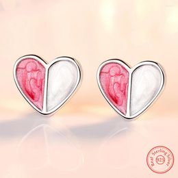 Stud Earrings Pure 925 Sterling Silver Women's Gift Fashion Jewellery Heart XY0287