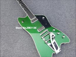 Custom G6199 BillyBo Jupiter Metallic Green Thunderbird Electric Guitar Abalone Body Neck Binding Bigs Tremolo Tailpiece Clea9469077